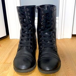 Black combat boots